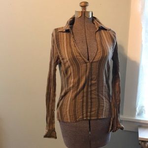 Vintage brown/yellow longsleeve lightweight shirt
